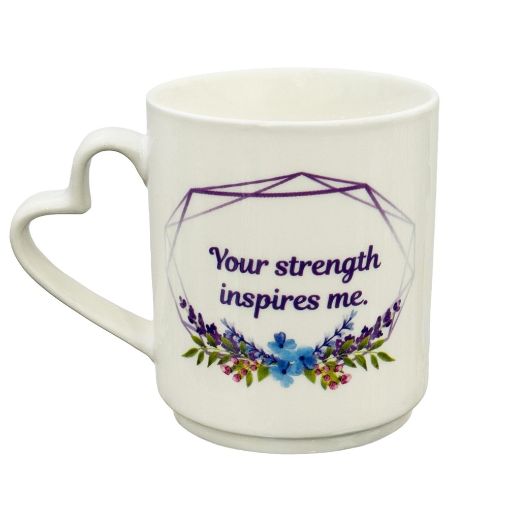 Heart of Angelstar "You're Strength Inspires Me" Survivor Mug Heart Handle